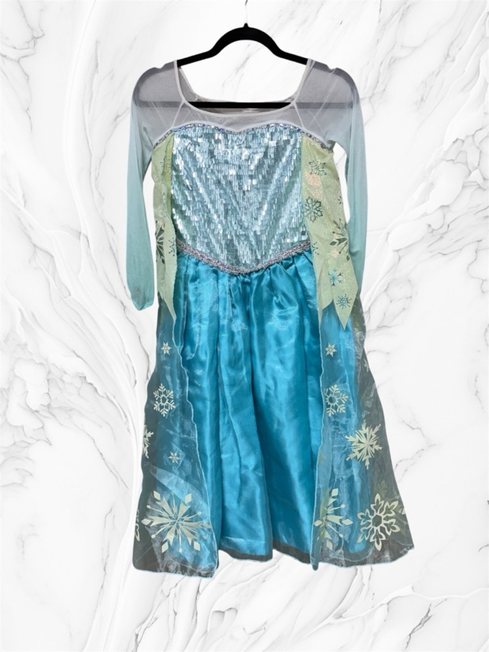 Disney store Elsa frozen Blue Sequin Snow Princess Costume Dress size 10